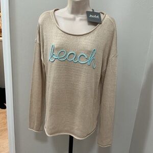 NWT Mistral 'beach' Embroidered Knit Pullover sweather size large